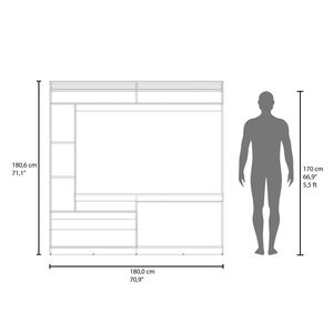 Meuble TV autoportant Dante 71 Large avec bibliothèque à 8 étagères pour bureau à domicile ou salon, idéal pour l'utilisation multimédia - Product Image 4