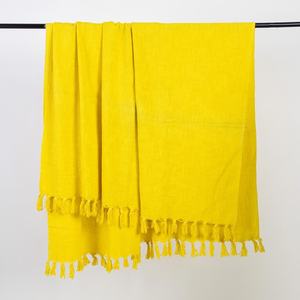 Manta con borlas de algodón 100%, manta personalizada de estilo étnico bohemio para sofá, manta sólida y ecológica - Product Image 5