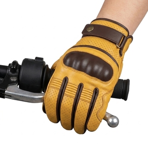 Custom Logo Genuine Leather Motorcycle <b>Gloves</b> Full Finger Perforated Touchscreen Padded <b>Knuckle</b> Unisex Riding Racing <b>Gloves</b> - Product Image 5