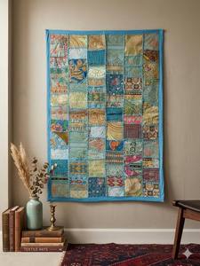 Tapiz de Pared de Algodón Indio con Parches de Sari, Bordado, Estilo Boho, Decoración Étnica para el Hogar - Product Image 3