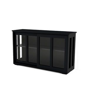 Black Kitchen Storage Stand Cupboard with Glass Door Elegant Display & China Cabinet - Product Image 5