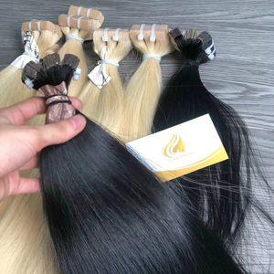 100% Cuticle Aligned Light Color Straight Virgin Vietnam Single Weft Tape-In Hair Extensions Single Donor <b>Bleached</b> Grade Hair - Product Image 1