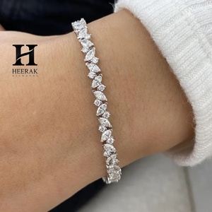 Pulsera de Lujo con Diamantes Cultivados en Laboratorio, Corte Marquesa, Chapada en Oro Blanco de 14K, Plata de Ley 925, Tipo Tenis, para Mujer - Product Image 5