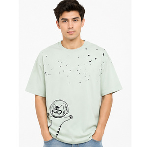 T-shirt en coton premium pour homme, respirant, manches courtes, col rond, logo personnalisé, vêtements en gros, t-shirt en coton personnalisé pour homme - Product Image 1