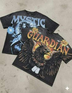 T-shirt Homme 2026 Effet Usé Délavé au Soleil et à l'Acide |   Tissu en coton tissé surdimensionné et ample |   Impression numérique OEM, style streetwear, séchage rapide - Product Image 4