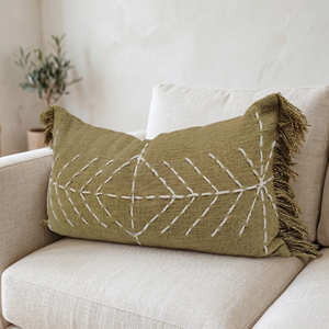 Housse de coussin lombaire brodée beige surdimensionnée, coussin d'appoint texturé pour lit, style contemporain pour la maison - Product Image 5