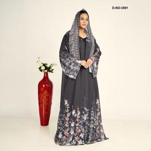Abaya légère et élégante à manches longues, idéale pour l'été, design modeste, disponible en gros à prix d'usine - Product Image 3