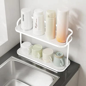 Accesorios de cocina al por mayor: Escurridor de platos metálico de doble capa, soporte para secar botellas, organizador de tazas y vasos en venta - Product Image 2