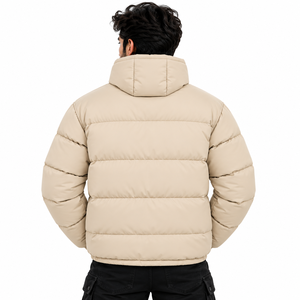 Men's <b>Padded</b> Quilted Puffer Jacket Stand Collar Full Zip Wind Resistant Insulated Wholesale Casual <b>Coat</b> Custom Patch Detail USA - Product Image 2