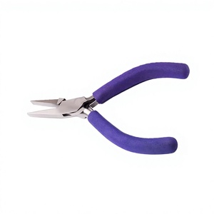Stainless Steel Flat Nose Pliers Tapered Baguette Cut Purple Handle Jewelry Setting Tool For DIY <b>Crafts</b> - Product Image 1