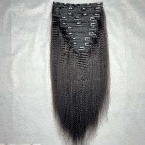 Extensions de cheveux à clip droit crépus sans enchevêtrement cheveux clipin non transformés non chimiques à double tirage - Product Image 1