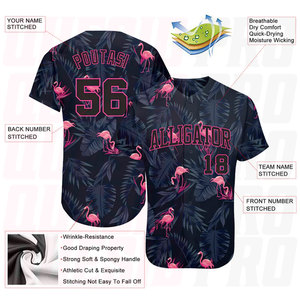 Custom 3D Pattern Hawaii Flamingo Authentic <b>Baseball</b> Jersey Personalized Sublimation Printing Custom Logo Design Color - Product Image 4
