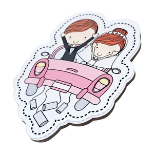 Décoration de voiture pour jeunes mariés, aimant de réfrigérateur en acrylique irrégulier, autocollant magnétique - Product Image 2