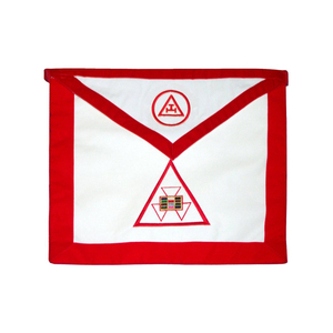 Tablier maçonnique réversible de qualité supérieure pour ancien Grand Prêtre et Ancien Maître Illustre, avec bordure en velours violet et rouge - Product Image 3