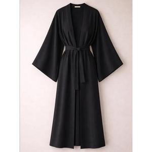 Vestido de Fiesta Hecho a Mano de Alta Calidad, Elegante, de Satén, Largo hasta el Suelo, Ecológico, Antiarrugas, con Cuello en V, Hombros Caídos, Corte Regular - Product Image 2
