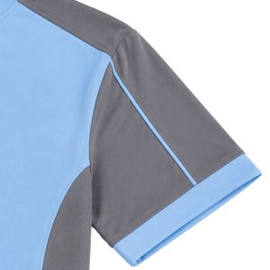 Conjunto de dos piezas informal personalizado para mujer, camiseta de manga corta azul cielo y gris y pantalones de pierna recta con estampado geométrico - Product Image 5