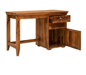 Traditional Wooden Office <b>Desk</b> with Side Cabinet | Executive <b>Computer</b> Table | B2B Wholesale Furniture India - Product Image 2