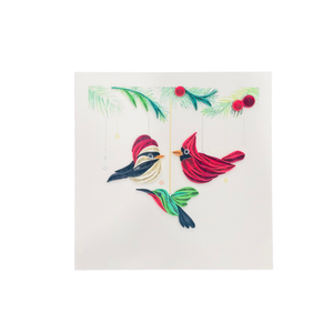 Carte en quilling colorée avec ornement d'oiseau suspendu, carte festive en quilling avec enveloppe, cartes de vœux faites à la main, spéciales pour les fêtes - Product Image 2