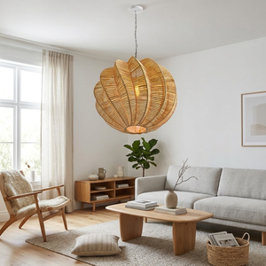 Handwoven Spiral Rattan Globe Pendant Light Contemporary Sculptural Woven Shade Chandelier for Living Room & Villa Interior - Product Image 3