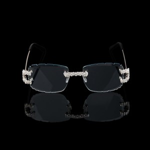 Rimless Moissanite Sunglasses UV400 Gradient Lens Unisex Hip Hop <b>Eyewear</b> for Outdoor Travel Beach - Product Image 1