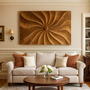 Sculpture en bois massif sculptée à la main de haute qualité, art déco écologique, abstrait mural pour anniversaire ou décoration Diwali - Product Image 2