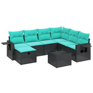 Ensemble de canapés de patio en polyrotin noir, 8 pièces, avec coussins, ensembles de jardin - Product Image 2