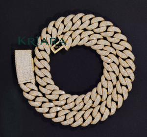 Men's Gold Plated S925 Moissanite <b>Statement</b> <b>Necklace</b> Round Brilliant Cut Link Chain Hiphop Jewelry Everyday Wear - Product Image 1