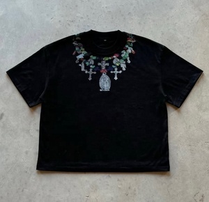 เสื้อยืดผู้ชายไซส์ใหญ่ ขายส่ง น้ำหนักมาก เสื้อถักทรงบ็อกซี่ แขนสั้น ผ้าฝ้าย 100% น้ำหนัก 220 กรัม สไตล์วินเทจ ด้านหน้าทรงพลัสไซส์ ปรับแต่งได้ - Product Image 5