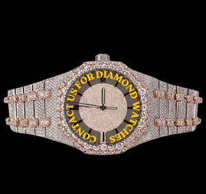 Reloj de Lujo y Moda con Esfera Redonda de Cuarzo, con Diamantes de Imitación y Moissanita, Estilo Hip Hop, Fecha Automática, con Diseño Similar al Cristal - Product Image 1