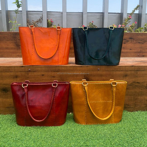 Nouveau personnalisé Orange cuir femmes sac fourre-tout à la main véritable Crazy Horse cuir luxe sac à bandoulière sac à main fermeture éclair sac à main - Product Image 3