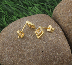 Gold Plated 925 Sterling <b>Silver</b> CZ <b>Stud</b> Earrings Minimalist Tiny Cubic Zirconia Earrings Small Gold <b>Studs</b> Wholesale for Reta - Product Image 4