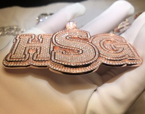 Luxury Hip Hop Moissanite Iced Gold Plated Emotion Letter Pendant Bundle with Baguette Stones Premium Custom Statement Style - Product Image 3