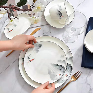 ชุดเครื่องใช้บนโต๊ะอาหารสไตล์จีนสุดสร้างสรรค์ระดับไฮเอนด์สไตล์หมึก - Product Image 2