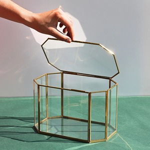 Modern Gold Metal Glass Jewelry Storage <b>Box</b> Decorative <b>Trinket</b> Organizer Hinged Lid Transparent Display Case Luxury Vanity Decor - Product Image 5