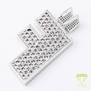 Colgante con Inicial F de Diamante Cultivado en Laboratorio, Diseño de Letra en Bloque Brillante de Lujo, Estilo Iced, Joyería de Moda - Product Image 3