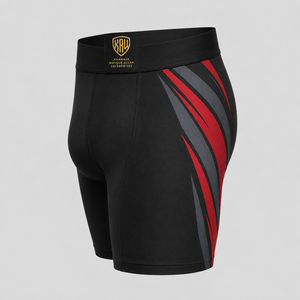 Shorts de compression MMA pour hommes Khawaja Rafique Ullah Enterprises, noir, rouge, gris, coupe régulière, évacuation de l'humidité, respirant, extensible, 300g - Product Image 3