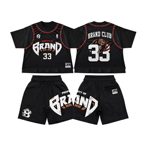 Ensemble de maillot de basket-ball orange pour homme avec numéro 33 et logo d'ours, vêtements de sport en polyester respirant pour l'été - Product Image 3