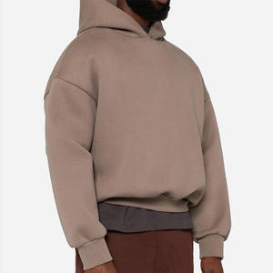 Cropped luxury 500gsm Cotton Hoodie Plain <b>Pullover</b> heavyweight Hoodie Blank boxy drop shoulder Cropped hoodie - Product Image 1