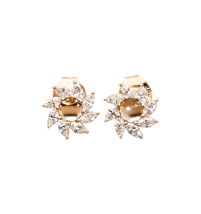 Boucles d'oreilles clous en or massif 10K 14K 18K avec diamants de laboratoire taille marquise, certifiés IGI, couleur DEF, clarté VS VVS, motif soleil, boucles d'oreilles en grappe - Product Image 2