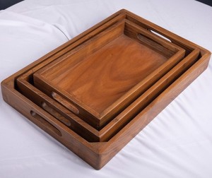 Bamboo Classic Dishwasher Safe Multifunction Storage Tray for Kitchen Use Decorative <b>Rustic</b> Style Handcrafted Finish - Product Image 1