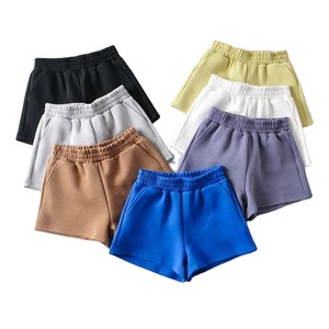 Comprar verano cintura elástica nuevo diseño liso nuevo color 100% algodón cintura alta pantalones cortos de mujer 2025 - Product Image 1
