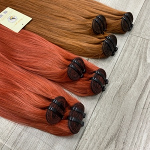 Doble dibujado 100% cabello humano Marrón claro rojo cálido marrón recto Paquete de cabello vietnamita trama extensiones de cabello humano - Product Image 3