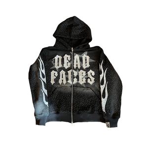 Ensemble Streetwear Premium Personnalisé Assorti – Sweat à Capuche Zippé Oversize en Coton Lourd Anti-Plis Orné de Strass et Motifs Graphiques - Product Image 5