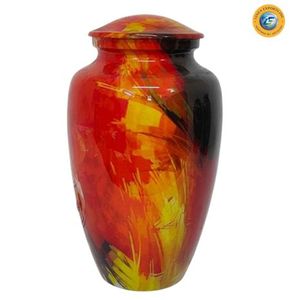 Linea Exports Inc Cremation Urn Black Adult <b>Memorial</b> <b>Vase</b> With Palm Tree And Sunset Design Customizable Artistic Pattern - Product Image 2