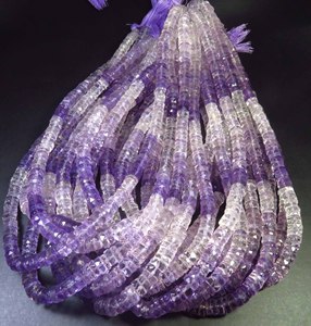 High Quality <b>Pink</b> Amethyst Faceted Gemstone Beads 16"Strand 7mm Heishi Shape Natural Amethyst Center <b>Drilled</b> Brazilian Beads DIY - Product Image 5