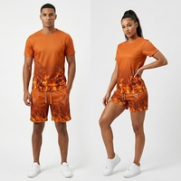 MOQ Rendah Set 2 Potong Pria Musim Gugur, Kaos Lengan Pendek & Celana Pendek, Bahan Mesh Bernapas Cepat Kering, Warna Dapat Disesuaikan, Sablon Pendek