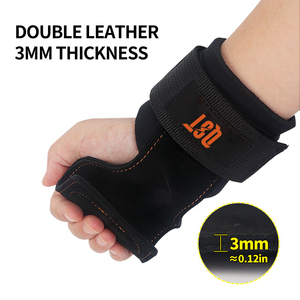 QST Guantes de Cuero Antideslizantes para Levantamiento de Pesas, Crossfit y Culturismo, con Correa Ajustable para Muñeca, Unisex - Product Image 6