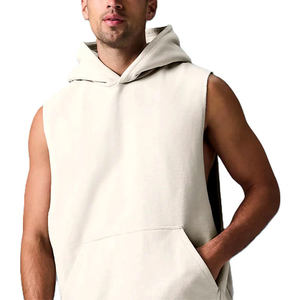 Winter <b>Workout</b> Gym <b>Hoodie</b> for Men 100% Cotton Solid Pocket Casual Breathable Sleeveless Wholesale Vests & Waistcoats - Product Image 1