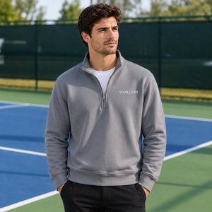 Sudadera de hombre con cremallera de un cuarto y cuello alto moderno con ribete acanalado para venta al por mayor y al por menor de ropa - Product Image 6