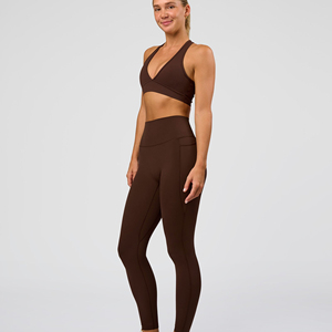Women's Deep V-<b>Neck</b> <b>Halter</b> Sports <b>Bra</b> Solid Color Yoga Fitness Seamless Breathable Medium Support Spandex Polyester - Product Image 3